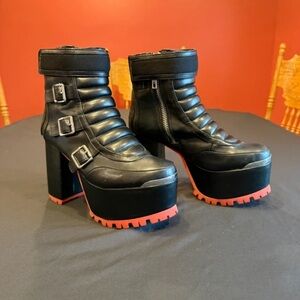 Current Mood Black and Red Platform Boots